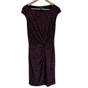 Lauren Ralph Lauren‎ Dress Sheath Knot Front Cocktail Party Purple Black 10